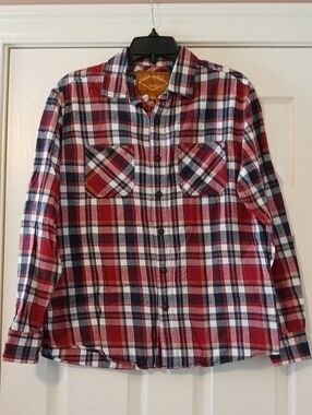 Red Camel Red Navy White Plaid Button-Up Shirt